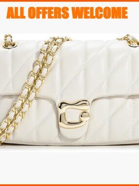 Quilted Crossbody Bag Faux Leather Adjustable Chain Strap Satchel